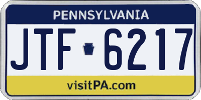 PA license plate JTF6217