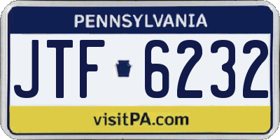 PA license plate JTF6232