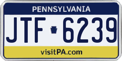 PA license plate JTF6239