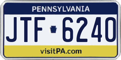 PA license plate JTF6240