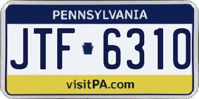PA license plate JTF6310
