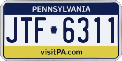 PA license plate JTF6311