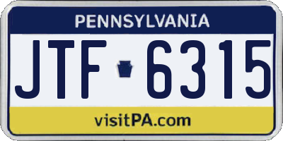 PA license plate JTF6315
