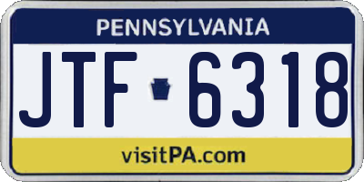 PA license plate JTF6318