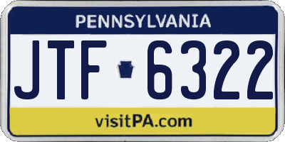 PA license plate JTF6322