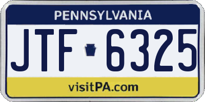 PA license plate JTF6325