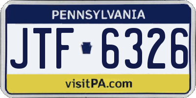 PA license plate JTF6326