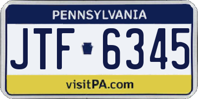 PA license plate JTF6345