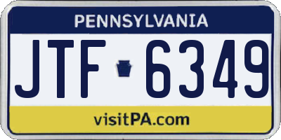 PA license plate JTF6349