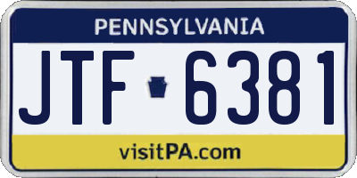 PA license plate JTF6381