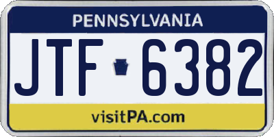 PA license plate JTF6382