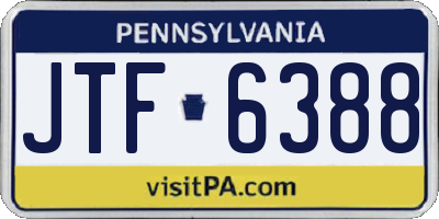 PA license plate JTF6388
