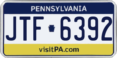 PA license plate JTF6392