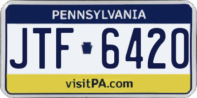 PA license plate JTF6420