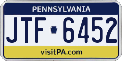 PA license plate JTF6452