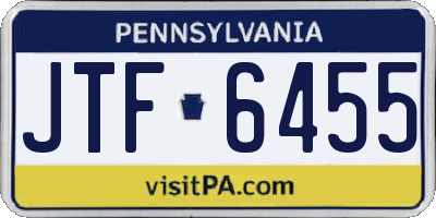 PA license plate JTF6455