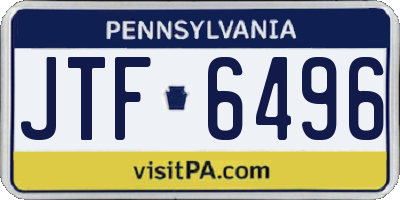 PA license plate JTF6496
