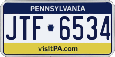PA license plate JTF6534