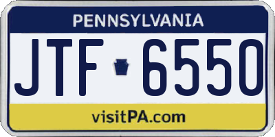 PA license plate JTF6550