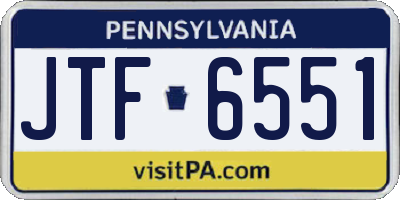 PA license plate JTF6551