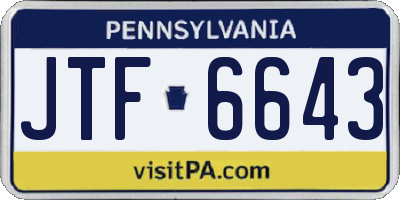 PA license plate JTF6643
