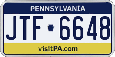 PA license plate JTF6648