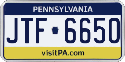 PA license plate JTF6650