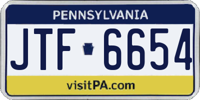 PA license plate JTF6654