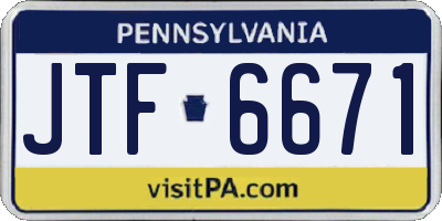 PA license plate JTF6671