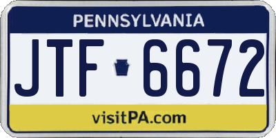 PA license plate JTF6672