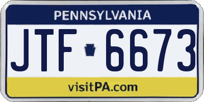 PA license plate JTF6673