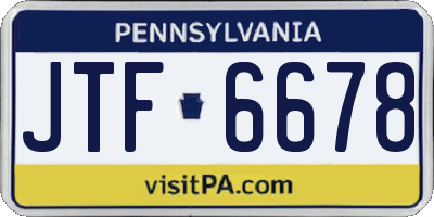 PA license plate JTF6678