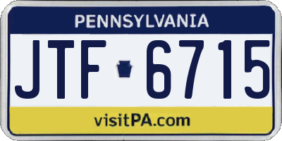 PA license plate JTF6715