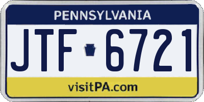 PA license plate JTF6721