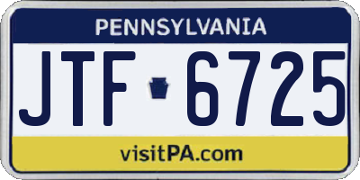 PA license plate JTF6725