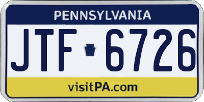 PA license plate JTF6726
