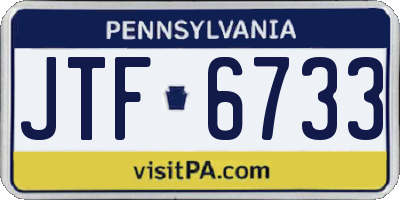 PA license plate JTF6733