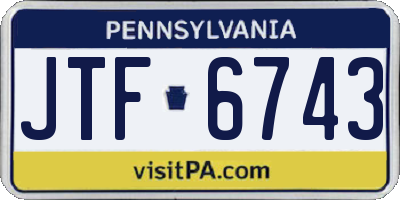 PA license plate JTF6743
