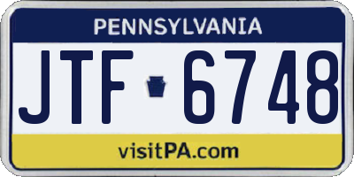 PA license plate JTF6748