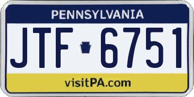 PA license plate JTF6751