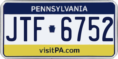 PA license plate JTF6752