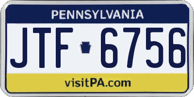 PA license plate JTF6756