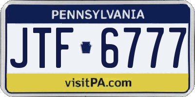 PA license plate JTF6777