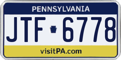 PA license plate JTF6778