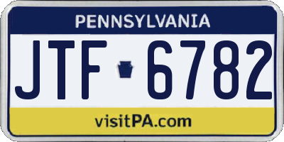 PA license plate JTF6782