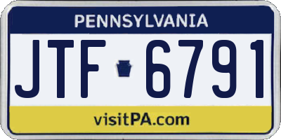 PA license plate JTF6791