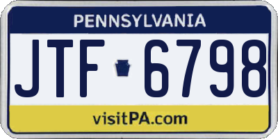 PA license plate JTF6798