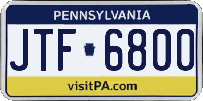 PA license plate JTF6800