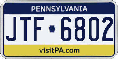 PA license plate JTF6802