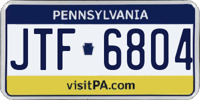 PA license plate JTF6804